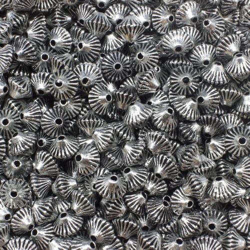 Acrylic Antique Silver Cone Rondelle Beads 5mm 75pcs for jewellery making