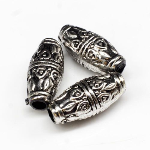 Acrylic Antique Silver Rice Beads 22mm 15pcs Pattern for jewellery making
