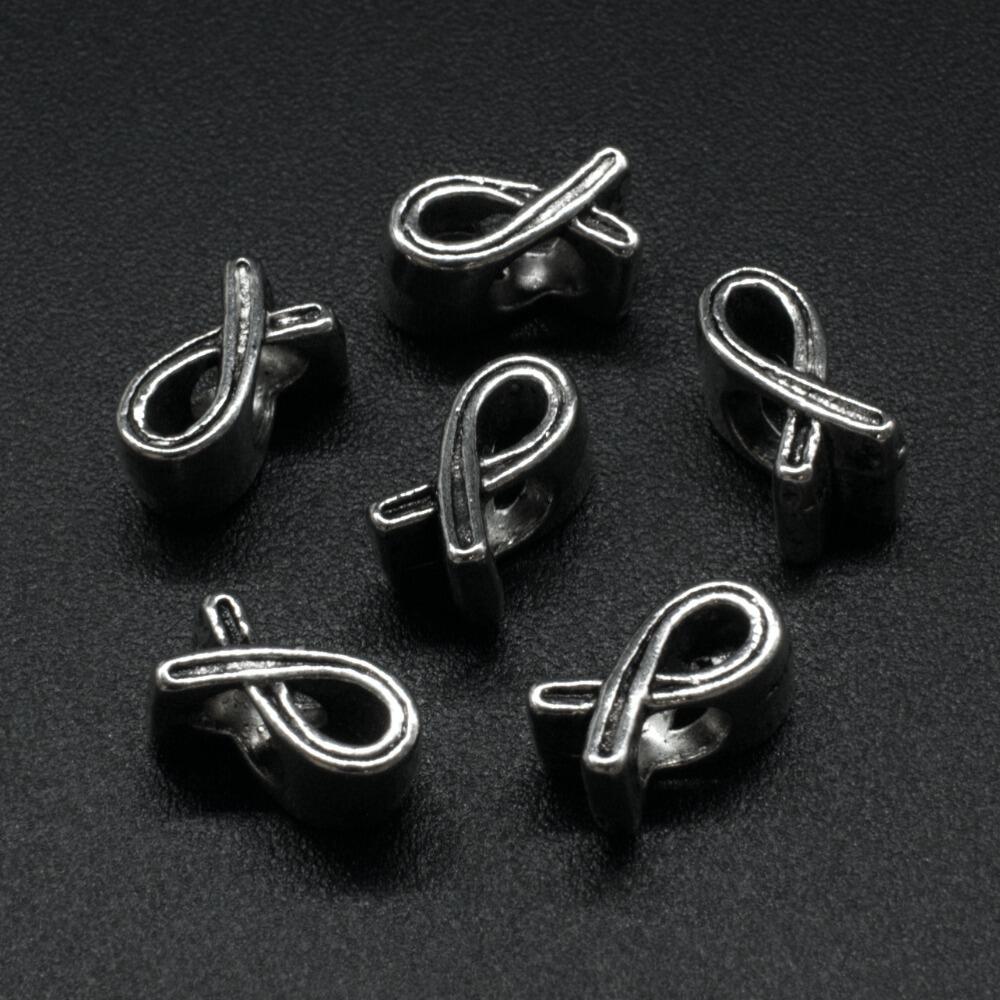 Ant. Silver Charm Bead Bow 10mm Large Hole 1pc for jewellery making