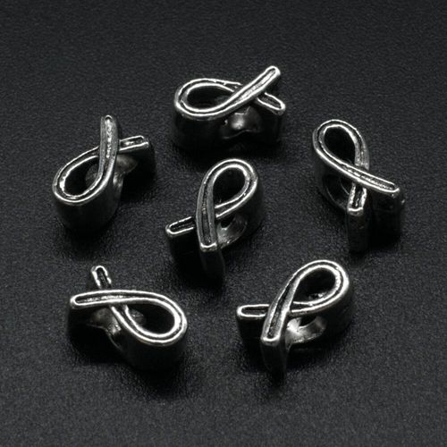 Ant. Silver Charm Bead Bow 10mm Large Hole 1pc for jewellery making