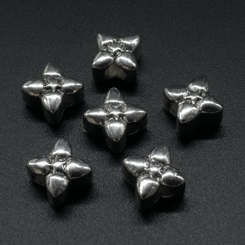 Ant. Silver Charm Bead Puff 4 Point 9mm Large Hole 1pc for jewellery making