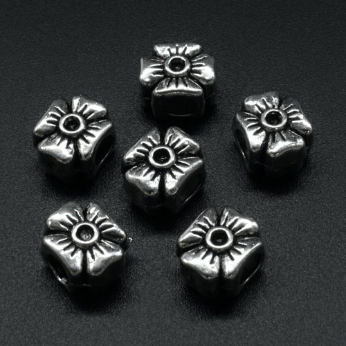 Ant. Silver Charm Bead 4 Clover 11mm Large Hole 1pc for jewellery making
