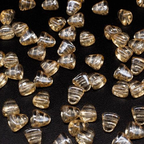 Czech glass Rulla beads bit czech glass beads 30pcs - luster trans. champagne — two-hole beads for jewelry making and bead weaving