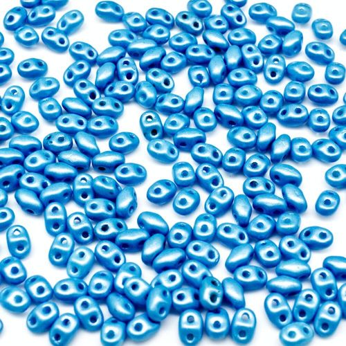 2x4mm 5g Czech glass Rulla beads pearl shine aqua — two-hole beads for jewelry making and bead weaving
