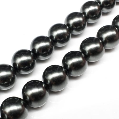 Glass Pearl Round Beads 14mm Dark French Grey for jewellery making