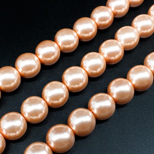 Glass Pearl Round Beads 10mm Peach for jewellery making