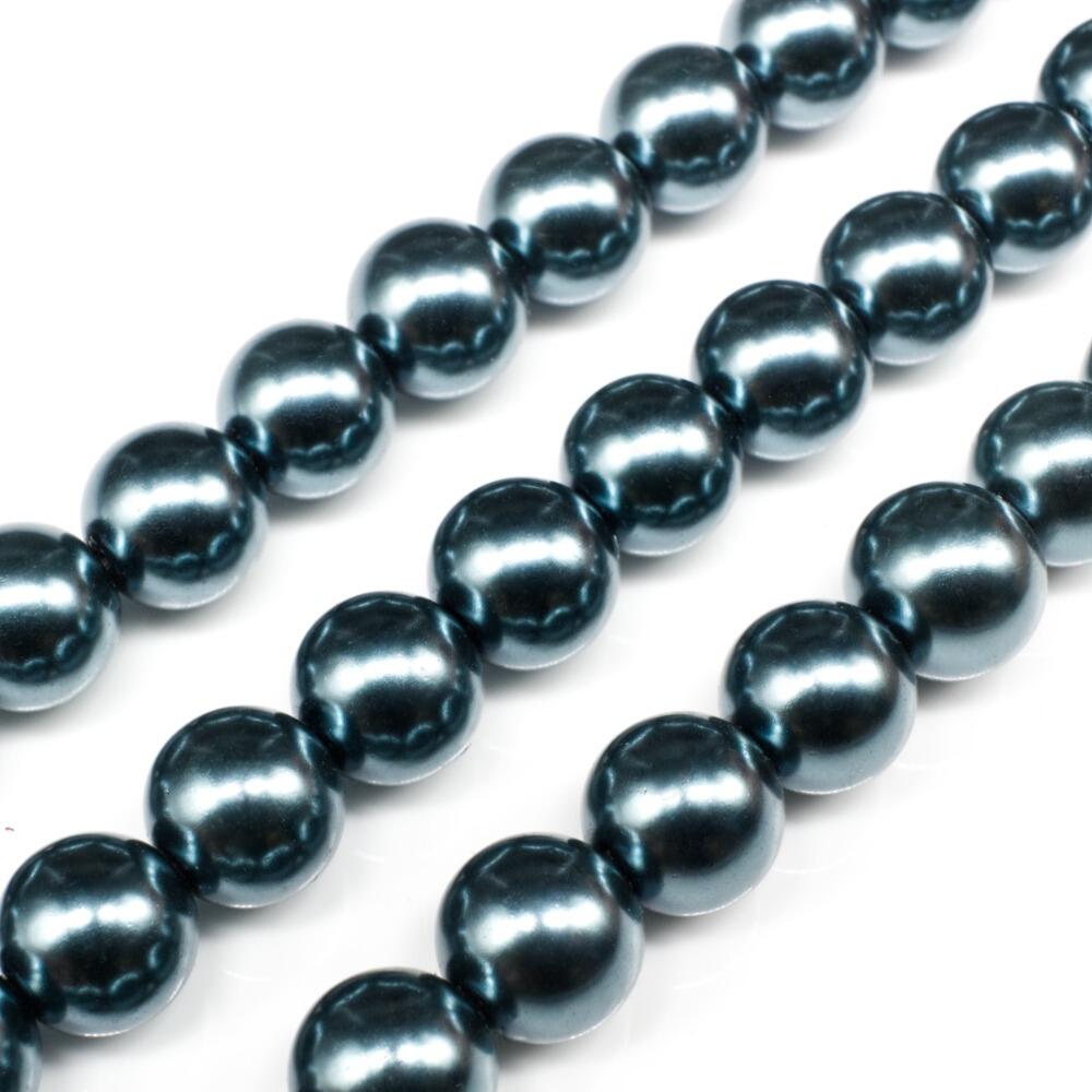 Glass Pearl Round Beads 10mm Dark Steel Blue for jewellery making