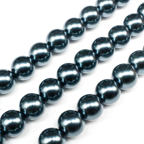 Glass Pearl Round Beads 10mm Dark Steel Blue for jewellery making