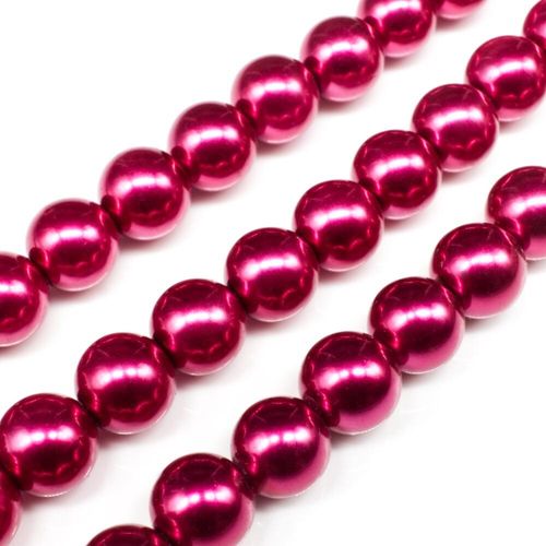 Glass Pearl Round Beads 8mm Light Pink Magenta for jewellery making