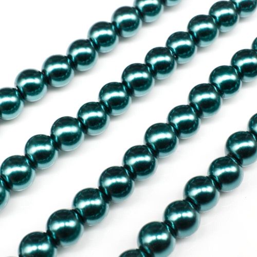 Glass Pearl Round Beads 6mm LT Teal for jewellery making