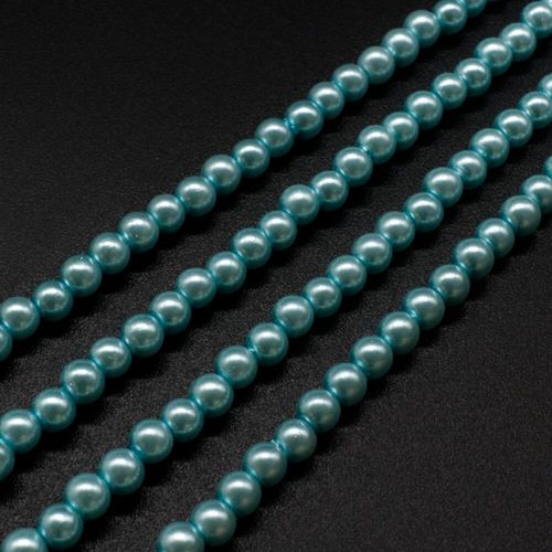 Glass Pearl Round Beads 4mm Dark Turquoise for jewellery making