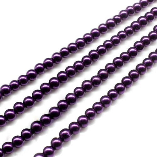Glass Pearl Round Beads 4mm Dark Mulberry for jewellery making