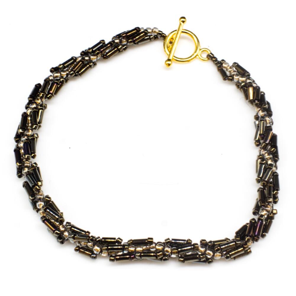 Helix Bugle Bracelets (6) black diamond bracelet making kit — DIY set with beads and instructions for creating handmade jewelry