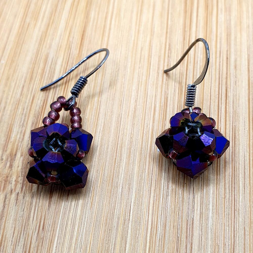 Adriana Crystal Earrings 5 Pairs purple iris earring making kit — DIY set with beads and instructions for creating handmade jewelry