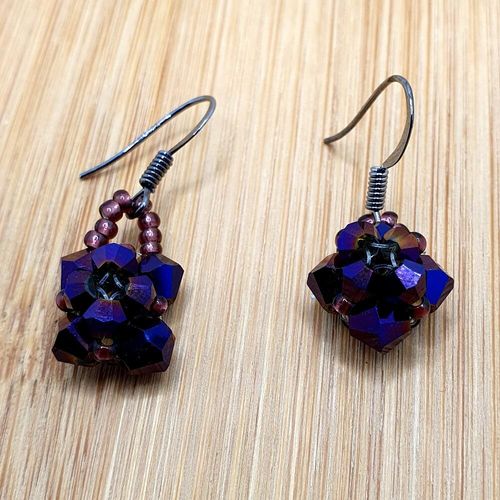 Adriana Crystal Earrings 5 Pairs purple iris earring making kit — DIY set with beads and instructions for creating handmade jewelry