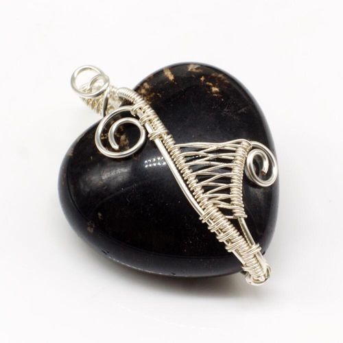 Volcano Glass Beads 30mm Heart Smoky Quartz 1pc for jewellery making