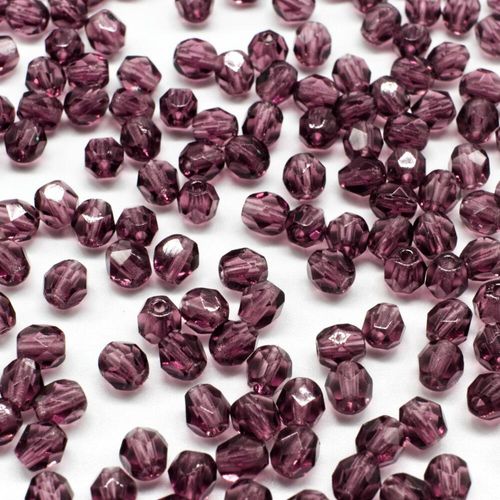 4mm Czech glass fire polished faceted beads amethyst — pack of 100, high-quality faceted beads perfect for jewelry making and beadwork pr…