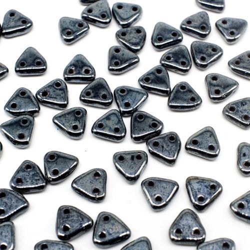 6mm Czech glass glass beads hematite — pack of 7, high-quality two-hole beads ideal for jewelry making, bead weaving, and crafts