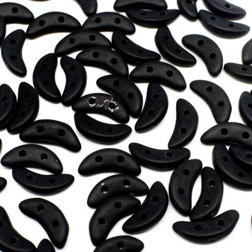 10mm Czech glass glass beads matte jet black — pack of 7, high-quality two-hole beads ideal for jewelry making, bead weaving, and crafts
