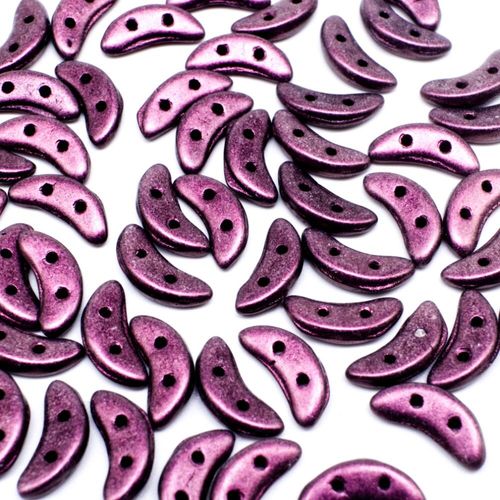 10mm Czech glass glass beads metallic suede pink — pack of 7, high-quality two-hole beads ideal for jewelry making, bead weaving, and crafts