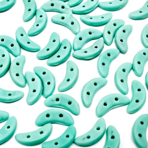 10mm Czech glass glass beads matte opaque turquoise — pack of 7, high-quality two-hole beads ideal for jewelry making, bead weaving, and…