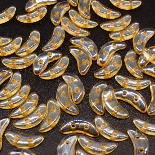 10mm Czech glass glass beads luster transparent champagne — pack of 7, high-quality two-hole beads ideal for jewelry making, bead weaving…