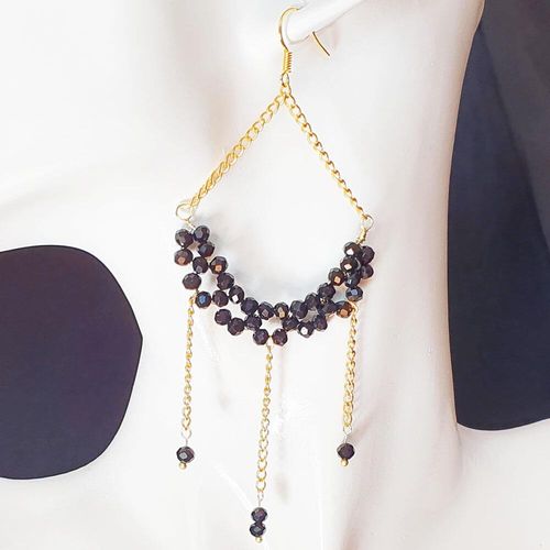 Adaline Chandelier Earrings jet black earring making kit — DIY set with beads and instructions for creating handmade jewelry