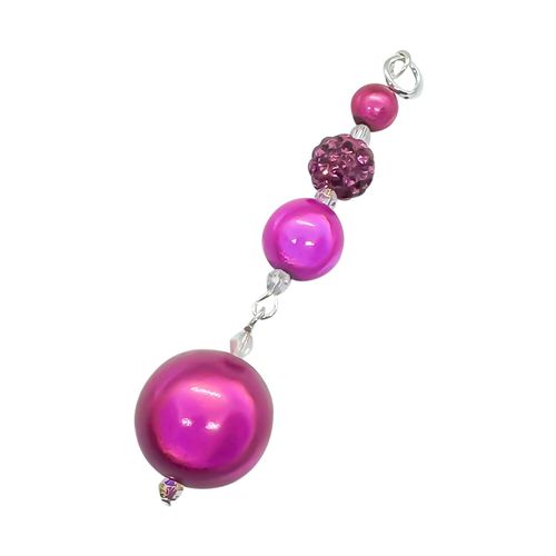 Shamballa & Miracle Pendant fuschia jewelry making kit — DIY set with beads and instructions for creating handmade jewelry
