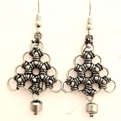Festive Jump Ring Tree Earrings 4 Pairs mono earring making kit — DIY set with beads and instructions for creating handmade jewelry