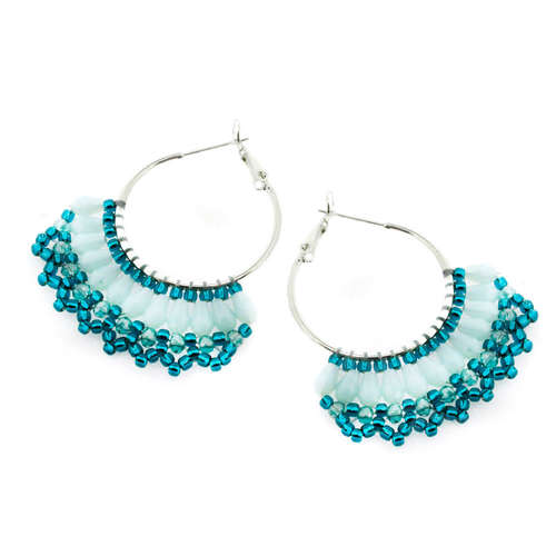 Florence Earring Pack silver & sea green earring making kit — DIY set with beads and instructions for creating handmade jewelry