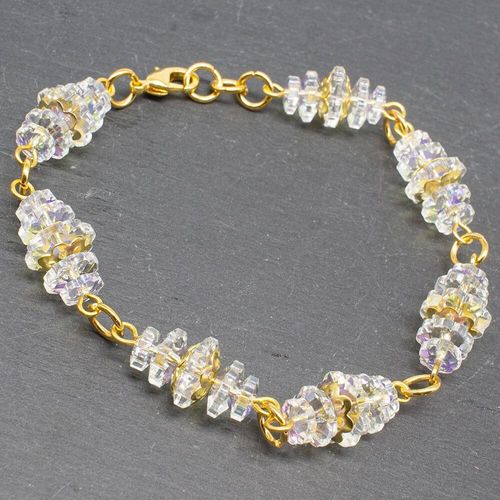Margarita Flower Bracelets crystal ab & gold bracelet making kit — DIY set with beads and instructions for creating handmade jewelry