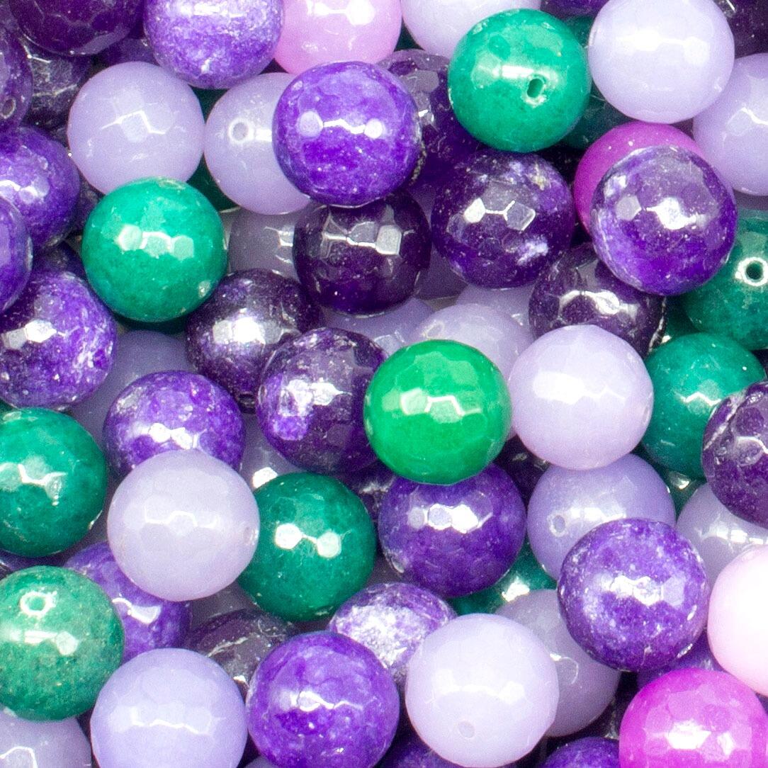 Dyed Jade 14mm Facet Round Beads Mix 25pc Lavender Field pack of 14 for jewellery making