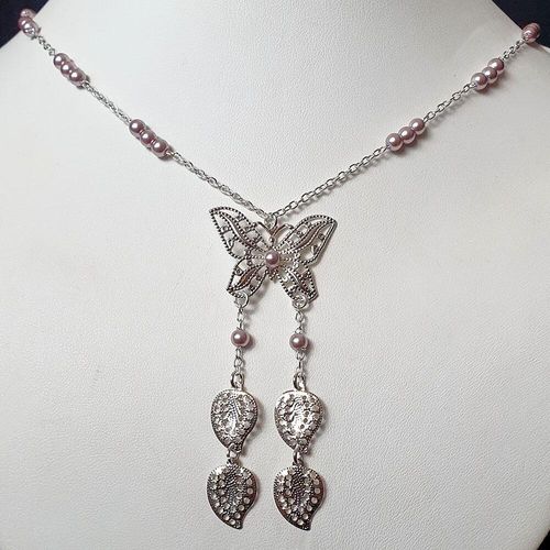 Kimana Butterfly Necklace rosewood necklace making kit — DIY set with beads and instructions for creating handmade jewelry