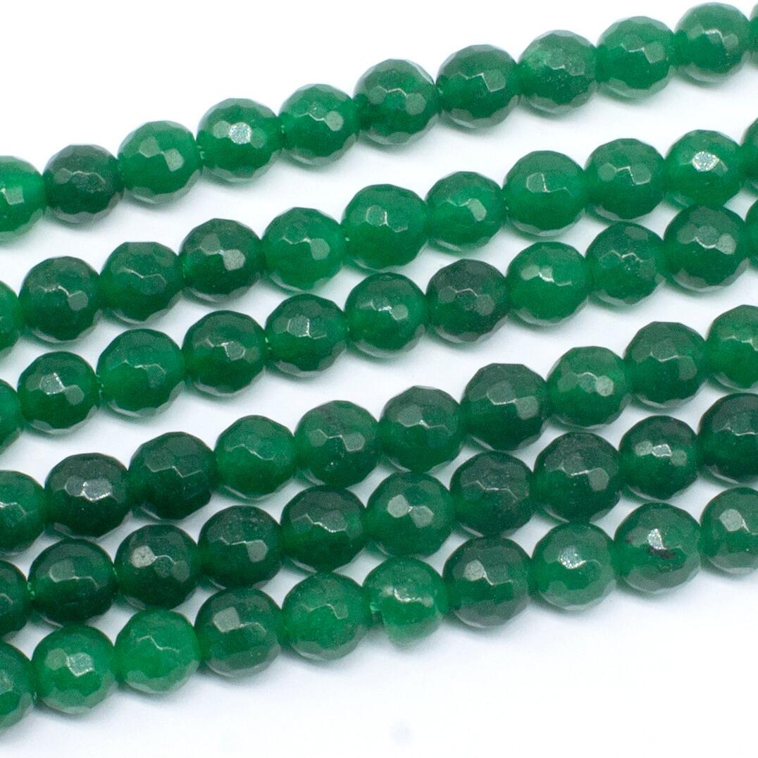 Dyed Jade 5mm Facet Round Beads 70pc Emerald Green pack of 6 for jewellery making