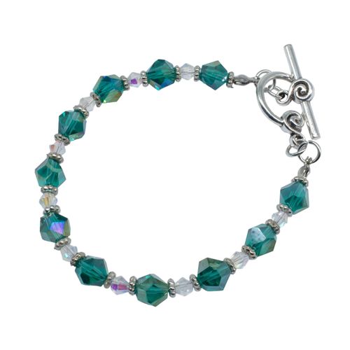 Crystal Nugget Bracelets Makes 3 teal with silver bracelet making kit — DIY set with beads and instructions for creating handmade jewelry