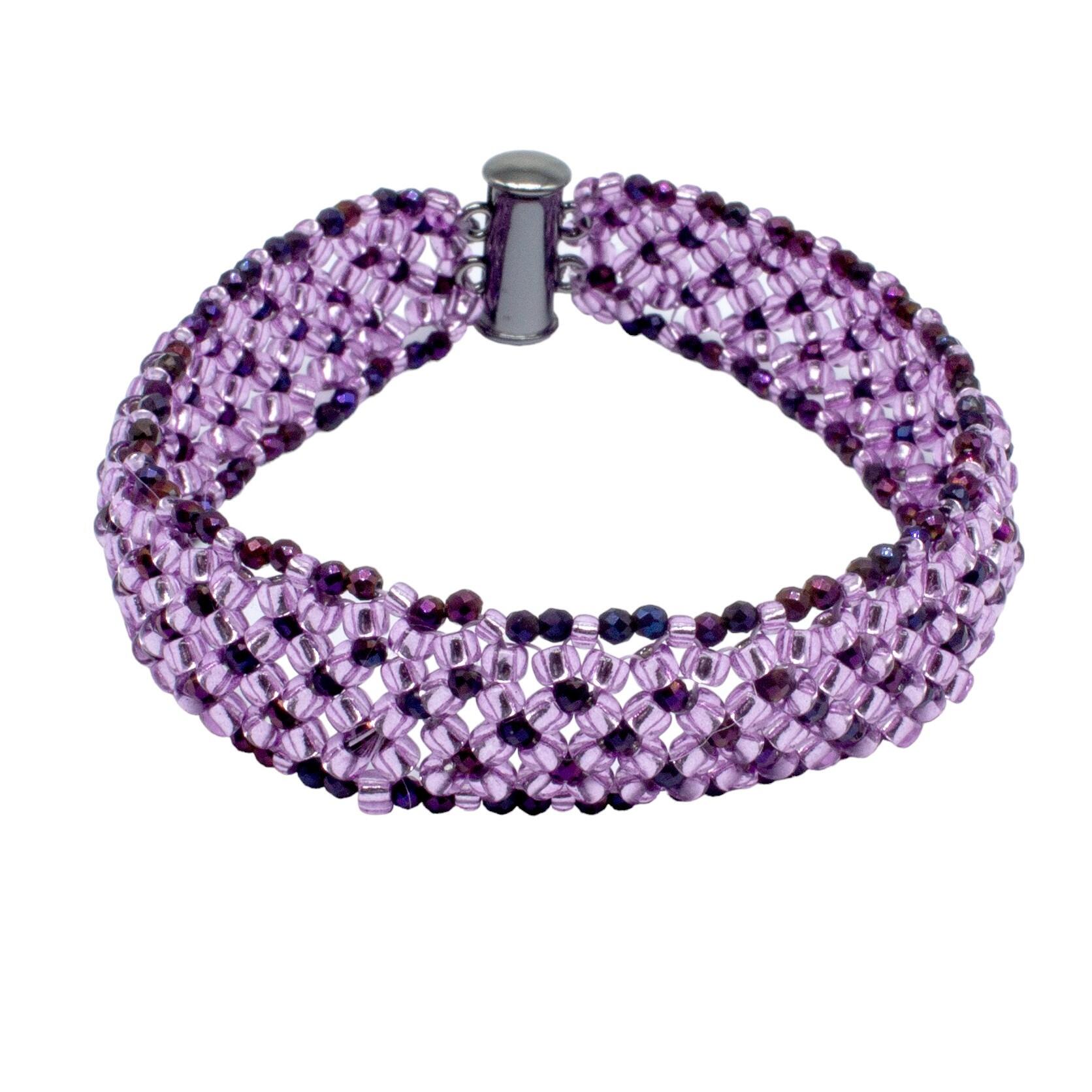 Chenille Crystal Bracelet grape iris bracelet making kit — DIY set with beads and instructions for creating handmade jewelry