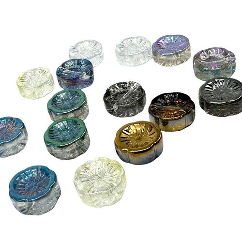 Glass Flower Beads 14mm Coin 20pcs Mixed for jewellery making
