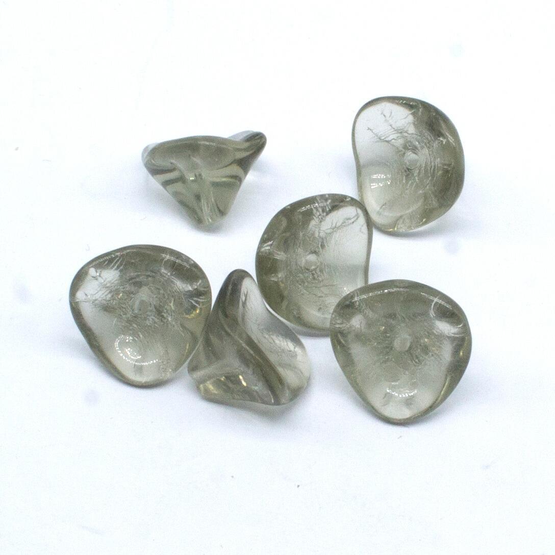 Czech Flower Beads 12x10mm 10g 12pcs Black Diamond for jewellery making