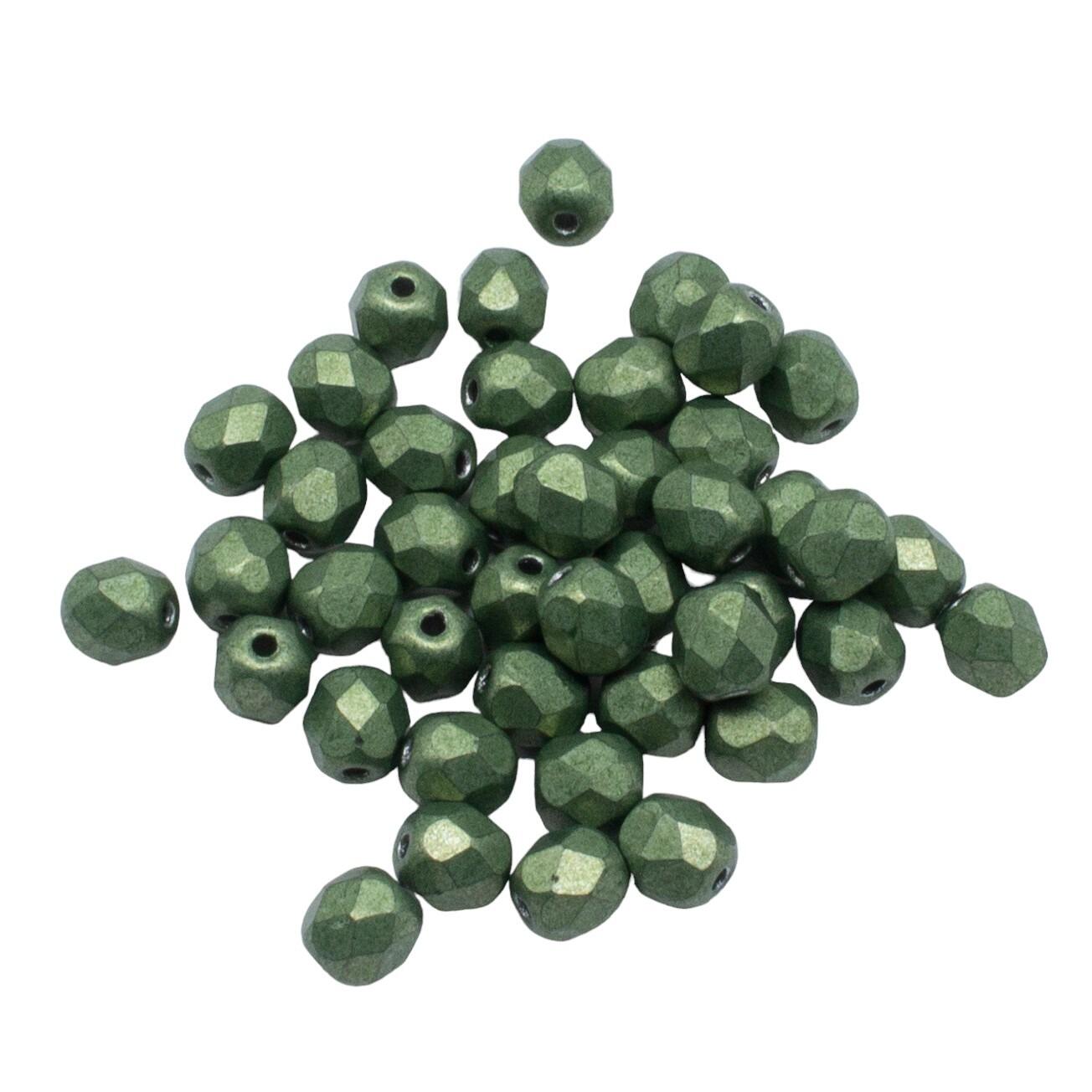 4mm Czech glass fire polished faceted beads suede gold fern — pack of 100, high-quality faceted beads perfect for jewelry making and bead…