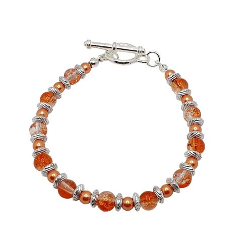Clio Crackle Bracelets Makes 4 pink red bracelet making kit — DIY set with beads and instructions for creating handmade jewelry