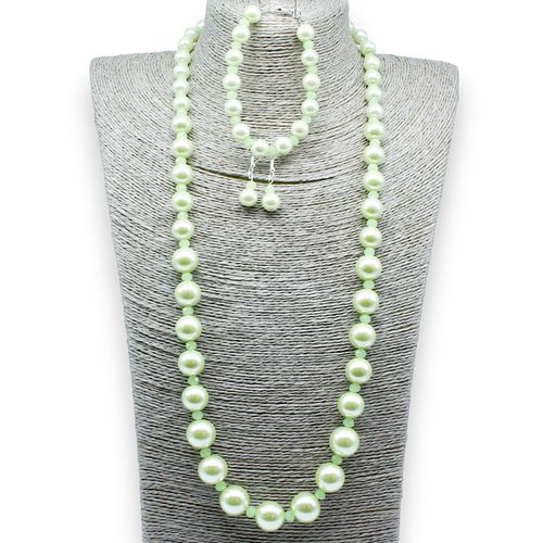 Graduated Pearl & Crystal Jewellery lime green jewelry making kit — DIY set with beads and instructions for creating handmade jewelry