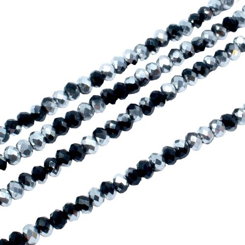 3.5mm crystal beads jet silver, pack of 150 — plated finish, ideal for jewelry making and beadwork