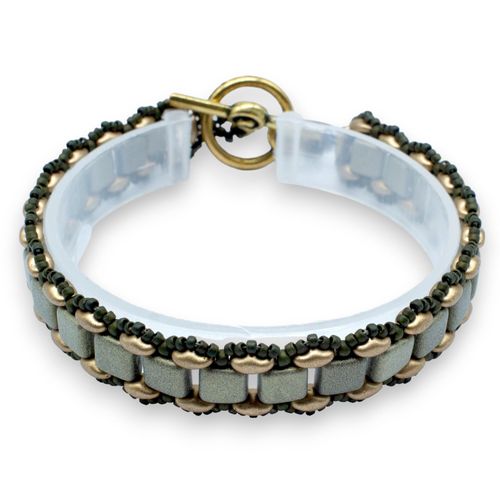 Johanna Tile Bracelet Makes 2 golden olive bracelet making kit — DIY set with beads and instructions for creating handmade jewelry