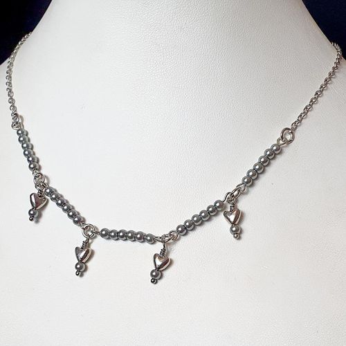 Cordelia Heart Necklaces french grey necklace making kit — DIY set with beads and instructions for creating handmade jewelry