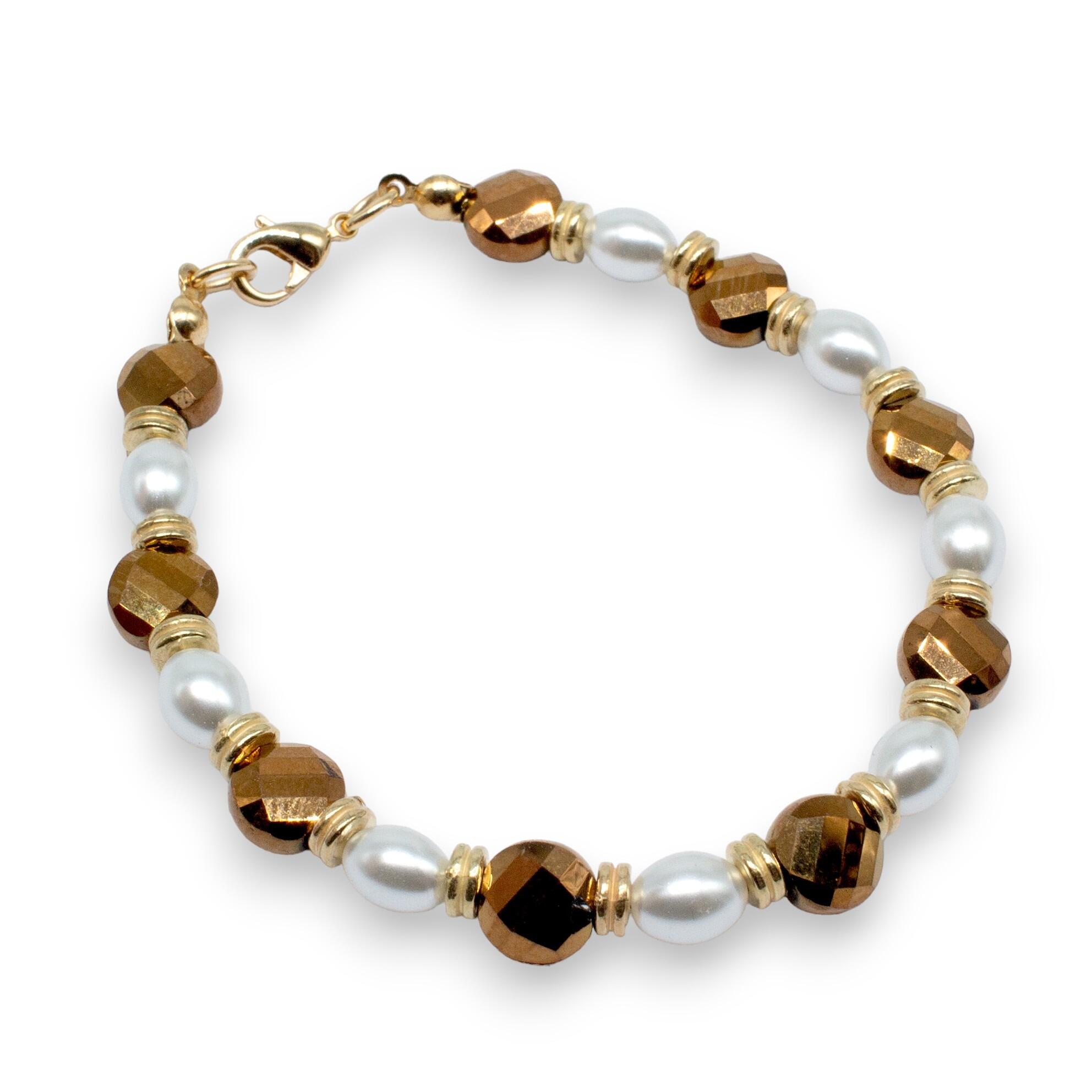 Crystal Coin Bracelet Makes 5 bronze bracelet making kit — DIY set with beads and instructions for creating handmade jewelry