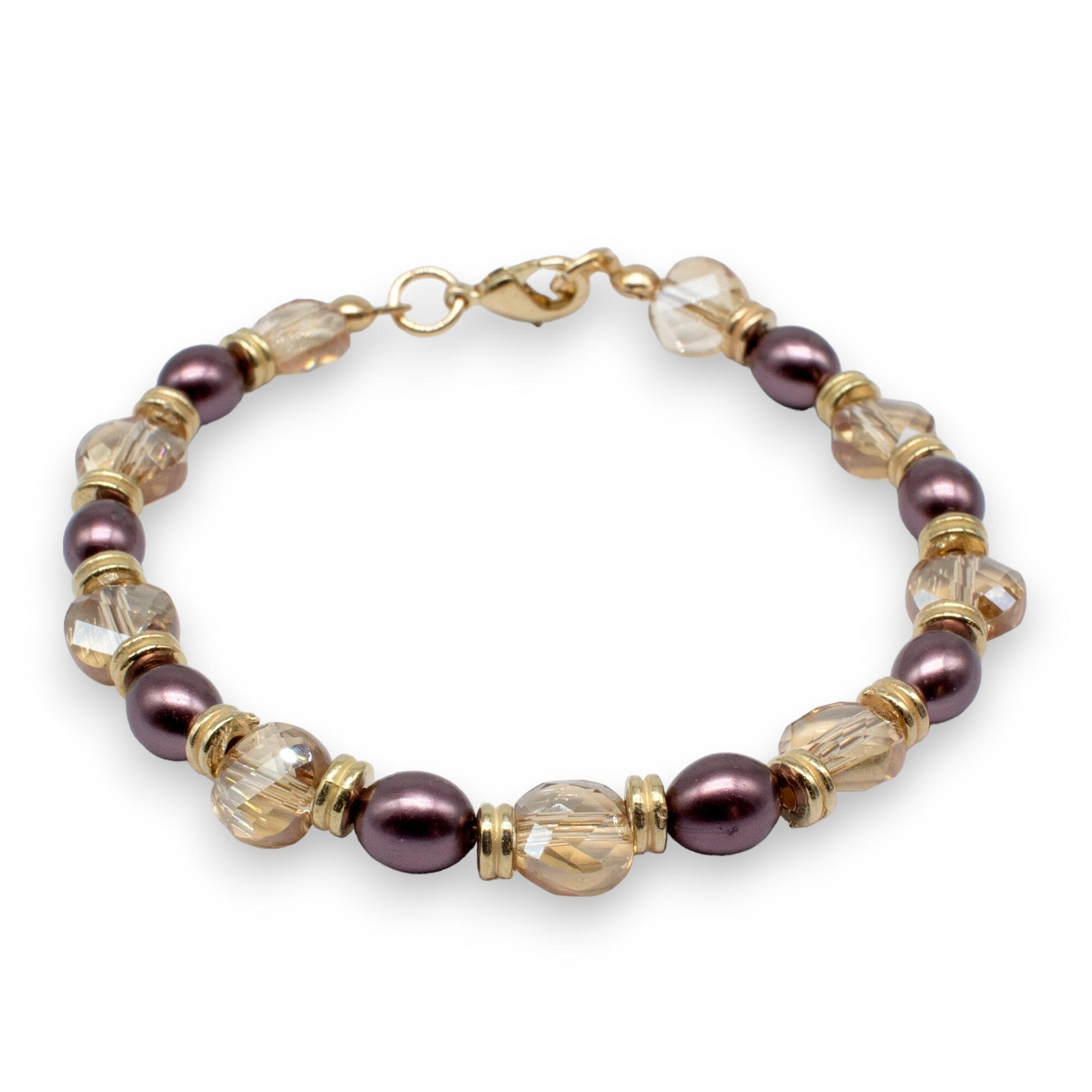 Crystal Coin Bracelet Makes 5 champagne bracelet making kit — DIY set with beads and instructions for creating handmade jewelry