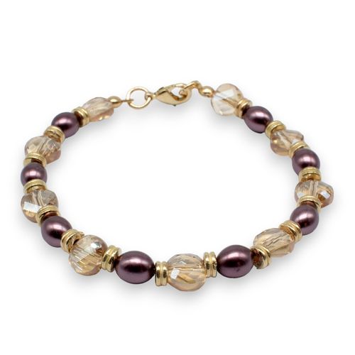 Crystal Coin Bracelet Makes 5 champagne bracelet making kit — DIY set with beads and instructions for creating handmade jewelry