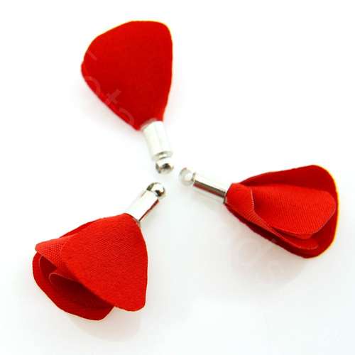 Flower Tassel Rose - Silver Tone Cap Scarlet 5pcs