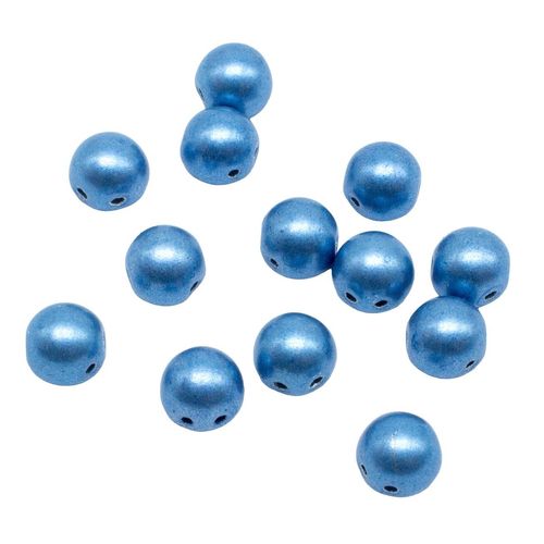 7mm Czech glass glass beads sat. met. little boy blue — pack of 25, high-quality two-hole beads ideal for jewelry making, bead weaving, a…