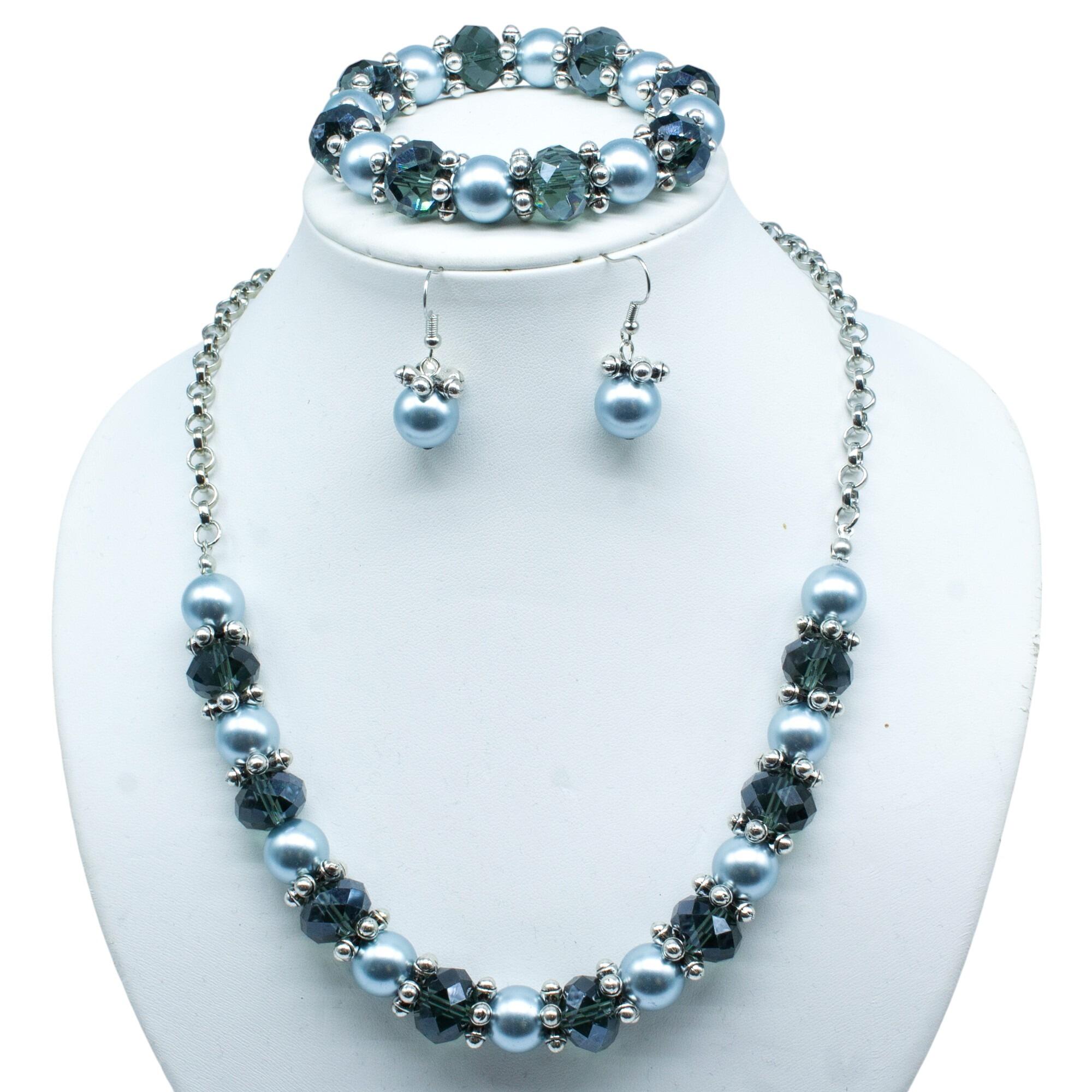 Chunky Crystal Pearl Jewellery lagoon jewelry making kit — DIY set with beads and instructions for creating handmade jewelry